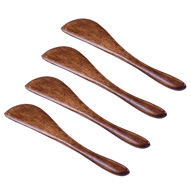 Paquete de 4 cuchillos de madera para mantequilla, , cuchill