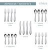 Juego de cubiertos de 20 piezas de acero inoxidable 18/10, s