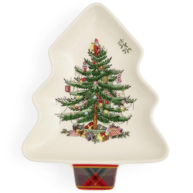 Reposacucharas de tartán con diseño de árbol de Navidad | So