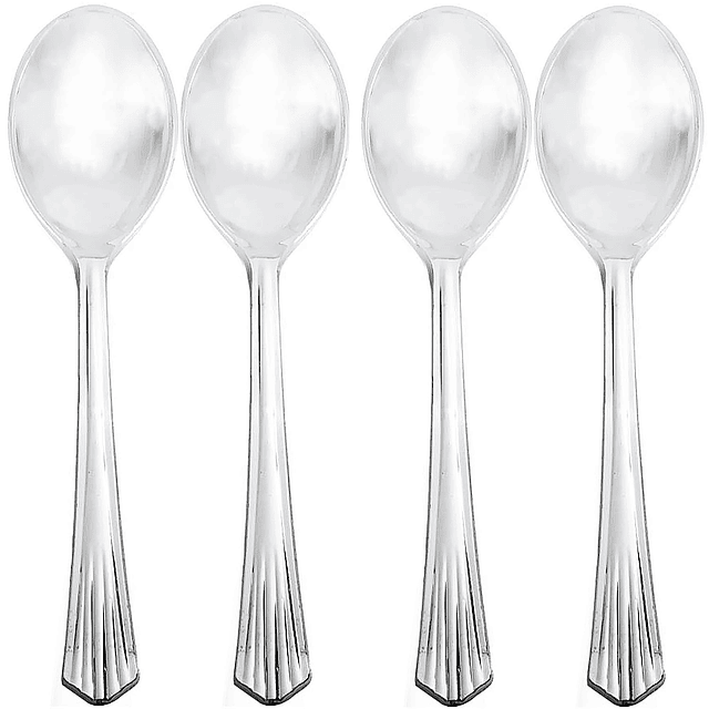 Cubiertos de plata de lujo, cucharillas de plástico, paquete