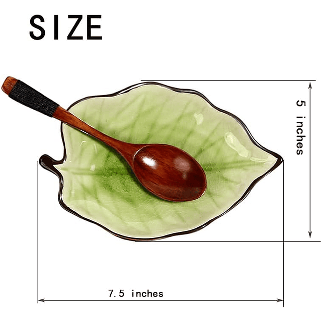 2 soportes de cuchara de cerámica con forma de hoja, soporte