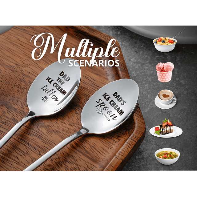 Cuchara para helado para papá, juego de 2 cucharas de café d