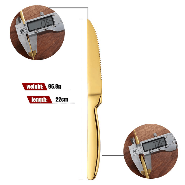 Juego de cuchillos para carne, cuchillo de mesa de acero ino