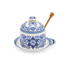 Olla de miel Judaica con rociador | Tarro de miel de 5,25 pu