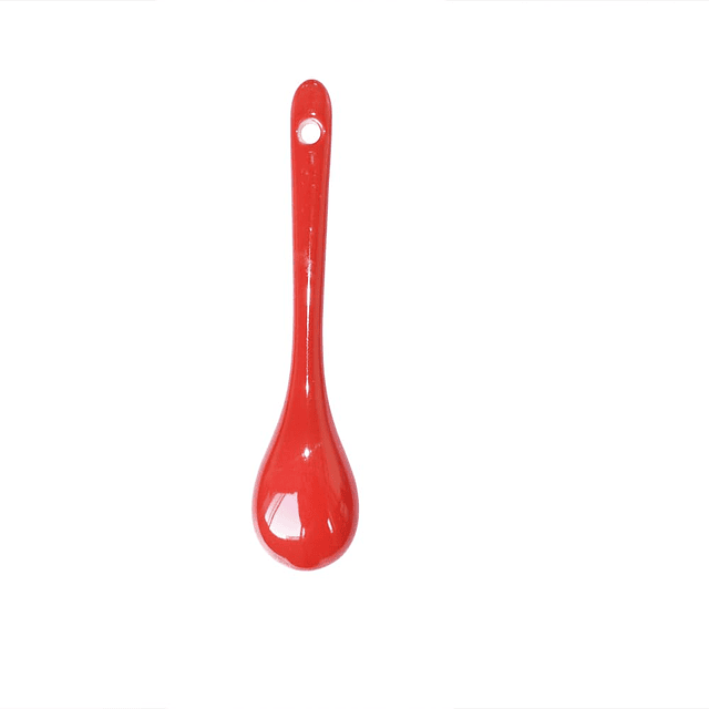 6 cucharas de porcelana roja para huevos, cucharas de cerámi