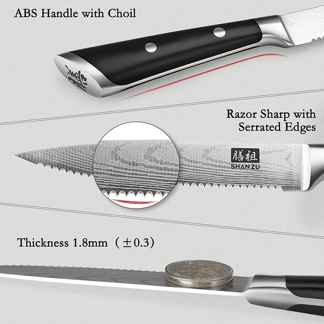 Juego de cuchillos para carne, cuchillos para carne de 6 pie