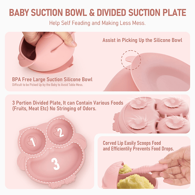 Set de Destete para Bebés, Set de Alimentación de Silicona p