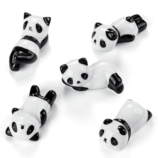 Paquete de 5 lindos soportes para palillos de panda de cerám