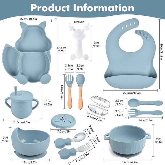 Juego de alimentación de silicona para bebés, juego de vajil