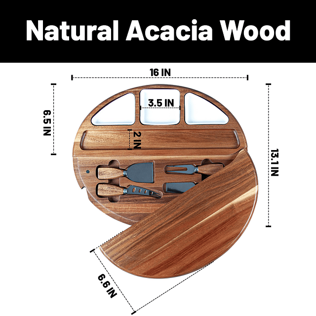 Juego de tablas para queso de madera de acacia, juego de tab