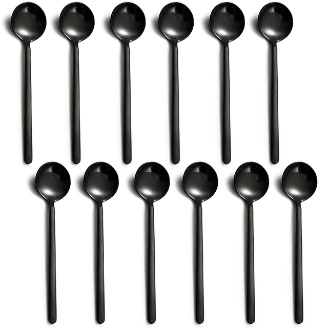 Paquete de 12 cucharas de café expreso negras, mini cucharad