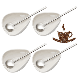 Juego de 4 soportes para cucharas y cucharas de café - Elega