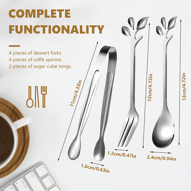 Cucharas de café con forma de hoja, mini pinzas para servir