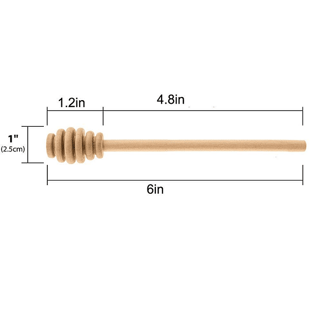 Servidor de palo de madera para miel de 6 pulgadas para tarr