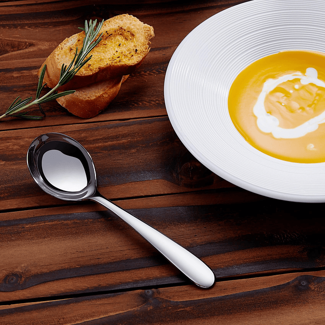 Cucharas de sopa premium de 7,3 pulgadas con mango de gancho