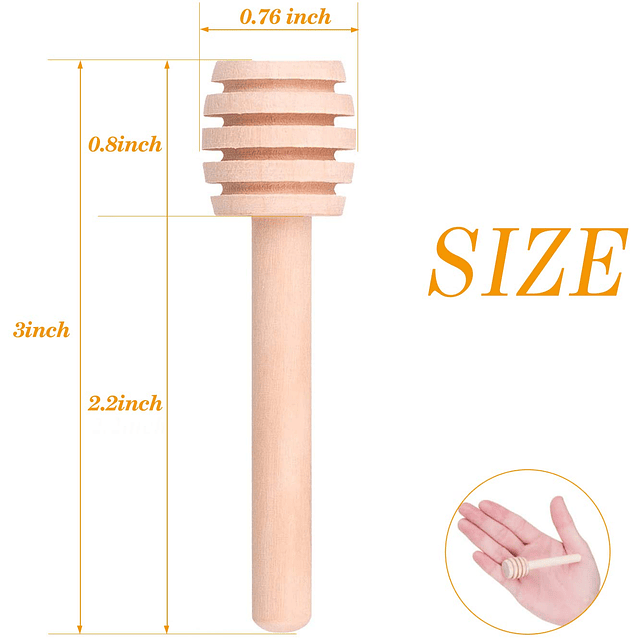 Paquete de 50 mini palitos de madera para cazo de miel de 3