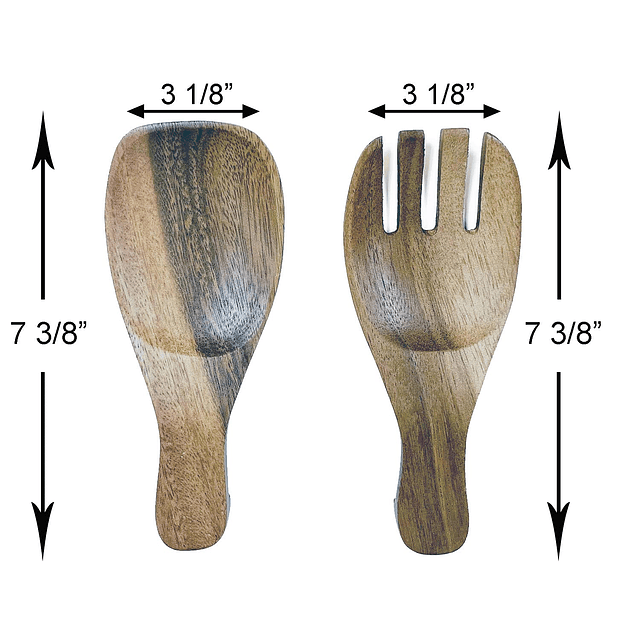 Woodard & Charles Ensalada Manos, 7 3/8" x 3 1/8", Marrón