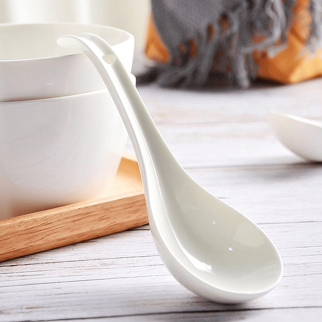 Cucharas de sopa de porcelana, cucharas de sopa asiáticas de