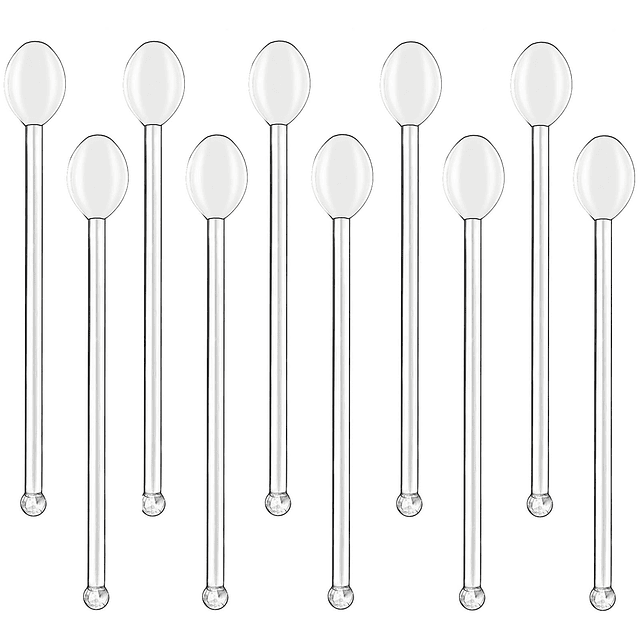 10 cucharas de vidrio transparente, cucharillas de vidrio re