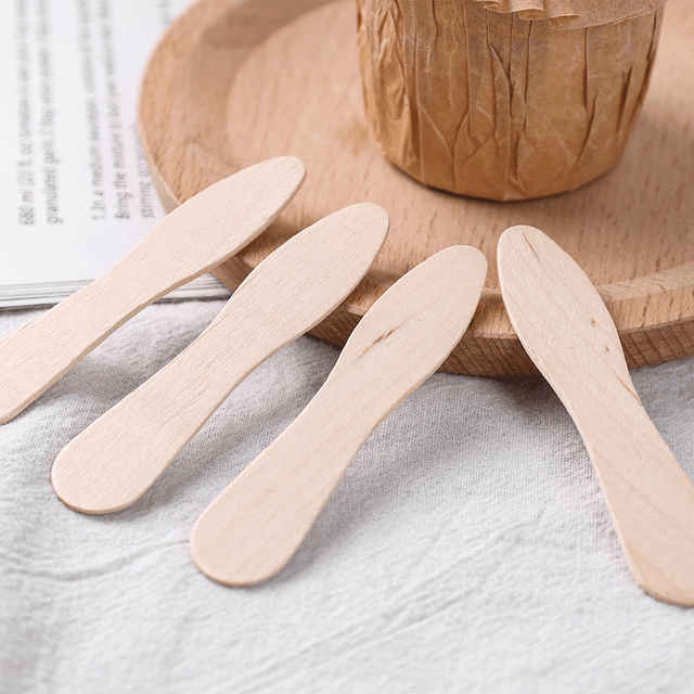 100 cucharas de madera para helado, mini cucharas de degusta