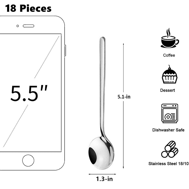 Paquete de 10 cucharas de café expreso de acero inoxidable 1