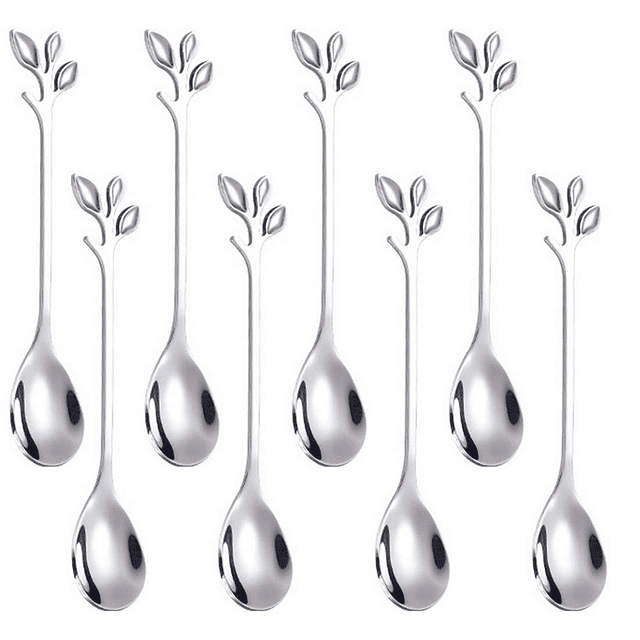 Paquete de 8 elegantes cucharas de café expreso de 4,7 pulga