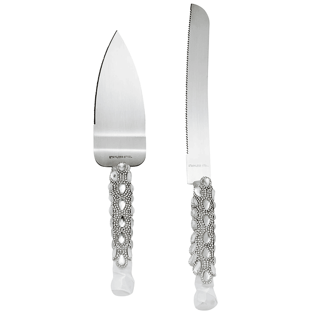 Juego de cuchillo y servidor para tartas de boda de acero in