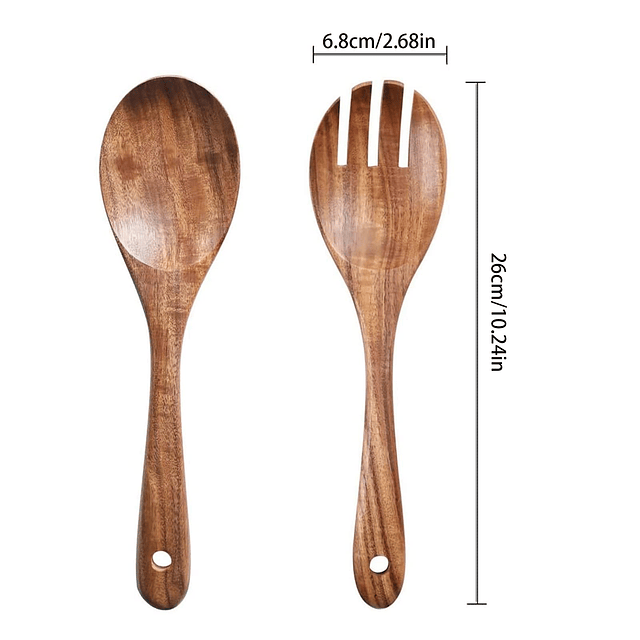 Servidores de ensalada de madera de acacia Muso, 10 pulgadas