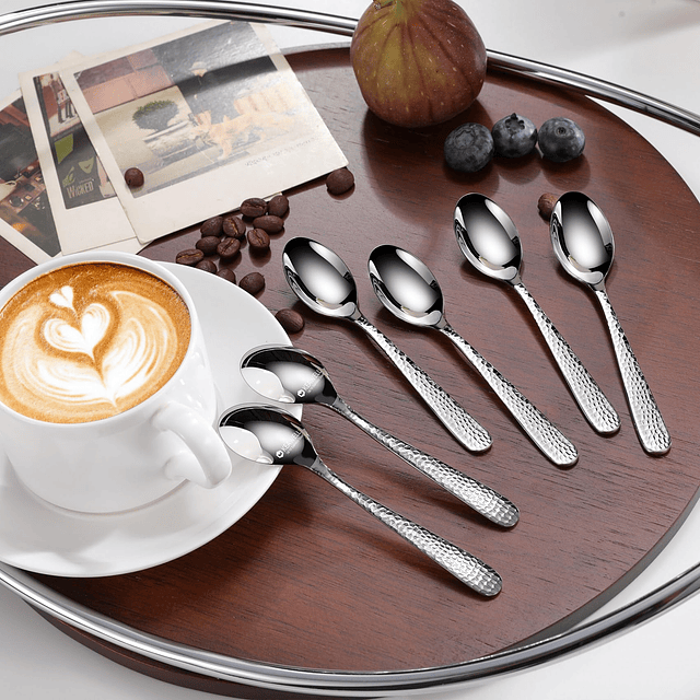 Premium Louise Hammered Demitasse Espresso Cucharas: Juego d