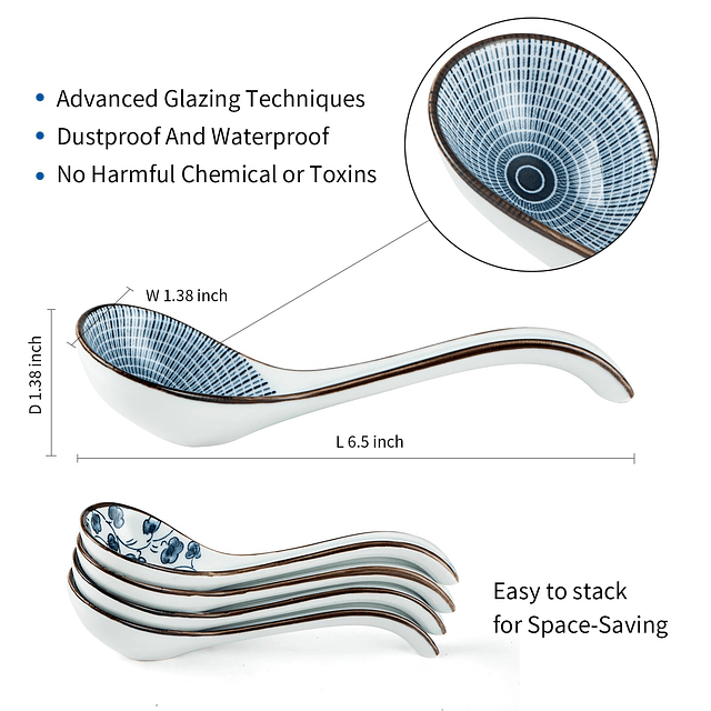 Cucharas de sopa Cucharas de sopa asiáticas Cucharas de cerá