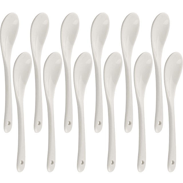 Juego de 12 cucharas de porcelana para huevos, cucharas de c