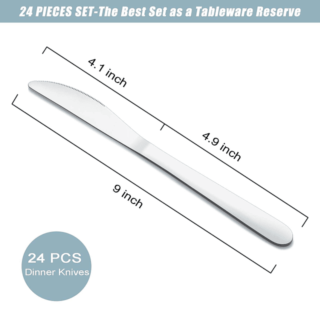 Juego de cuchillos de 24 piezas, juego de cuchillos de cena