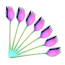 Sporks 2 en 1 Cucharas Tenedores 7 Piezas Mezcla de Colores