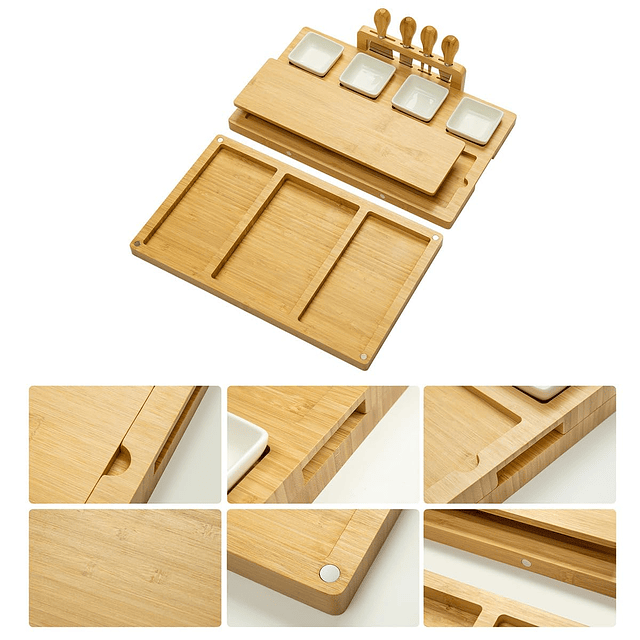 Juego de regalo de tablas para quesos y charcutería con cuch