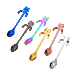 Juego de cucharas para gatos, cucharas para café y té, , taz