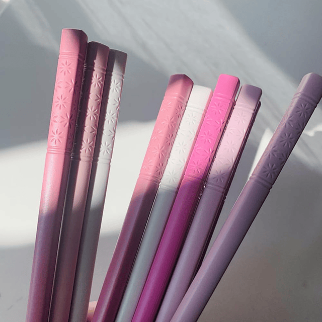 5 pares de palillos reutilizables de fibra de vidrio rosa, a