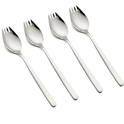 Sporks, paquete de 4 tenedores de acero inoxidable 18/10, te