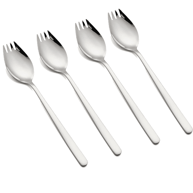 Sporks, paquete de 4 tenedores de acero inoxidable 18/10, te