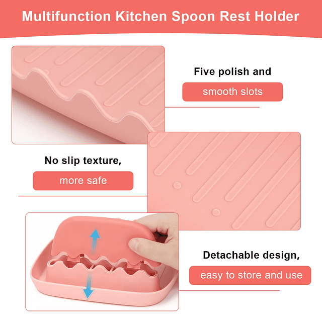 Soporte para cuchara y tapa de cocina, paquete de 2, soporte