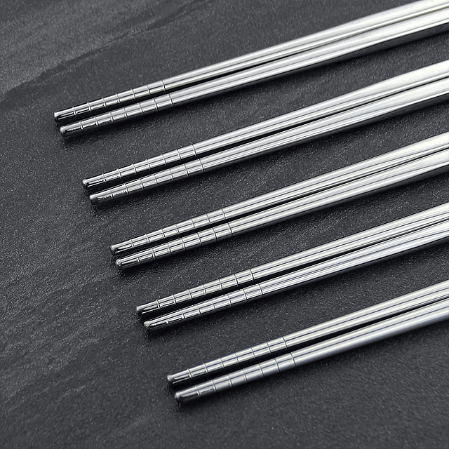 Palillos de metal, 5 pares de palillos de acero inoxidable d