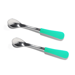 Juego de cucharas para bebés de acero inoxidable y silicona,