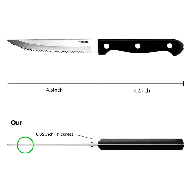 Faderic Juego de 8 cuchillos dentados para carne, juego de c