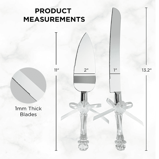 Juego de cuchillos y servidores para tartas de boda de acero