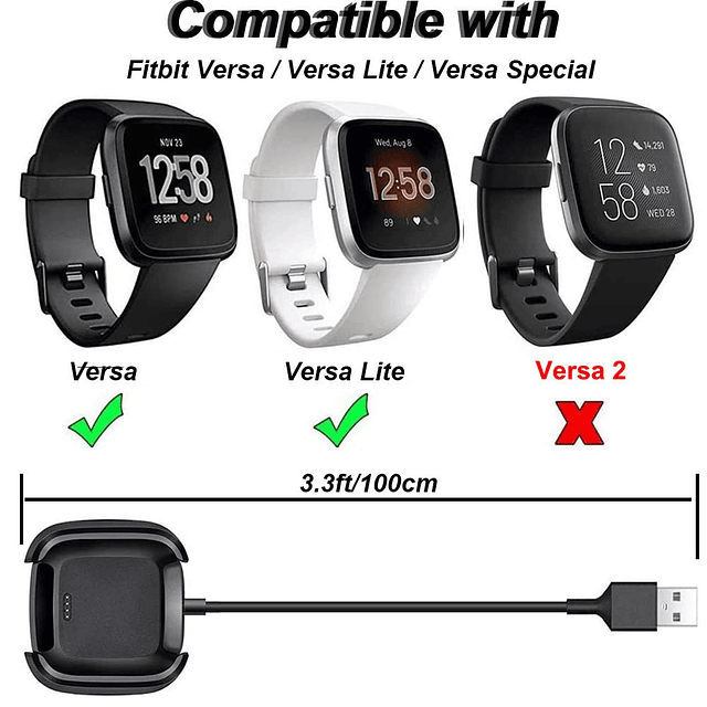 Cargador para Fitbit Versa/Versa Lite, base de carga USB de