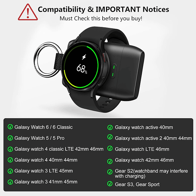 para cargador de reloj Samsung, cargador portátil para Samsu