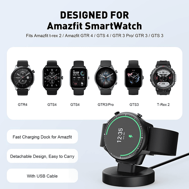 Base de carga de repuesto para Amazfit t-rex 2, Amazfit GTR