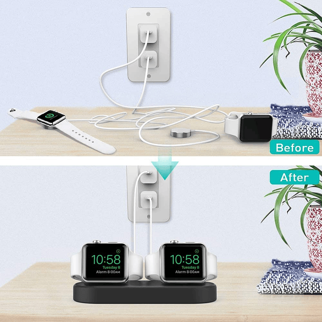 Dual iwatch Stand Dock Soporte de cargador de silicona compa