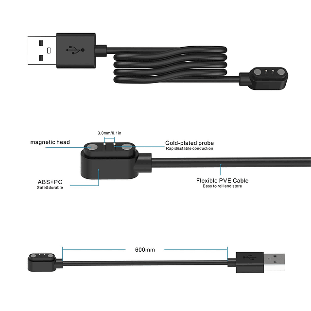 Cargador de Reloj Inteligente Cable USB de Carga magnética C