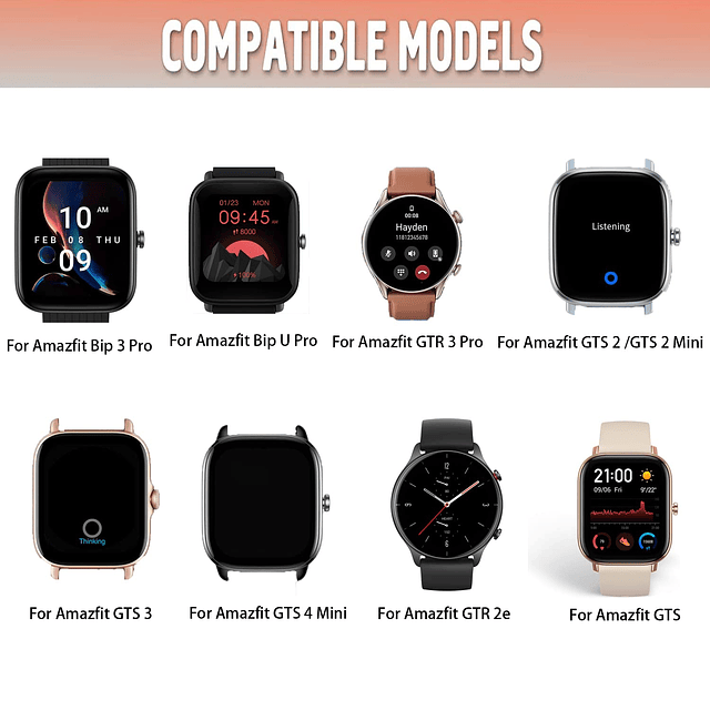 Paquete de 2 Compatible con Amazfit Bip 3/ Bip 3 Pro/Bip U P