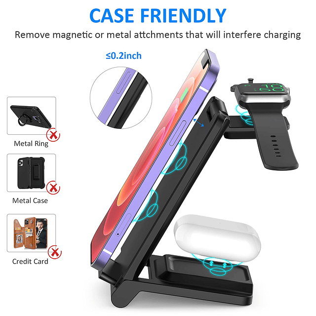 Estación de carga 3 en 1 para dispositivos Apple, base de ca